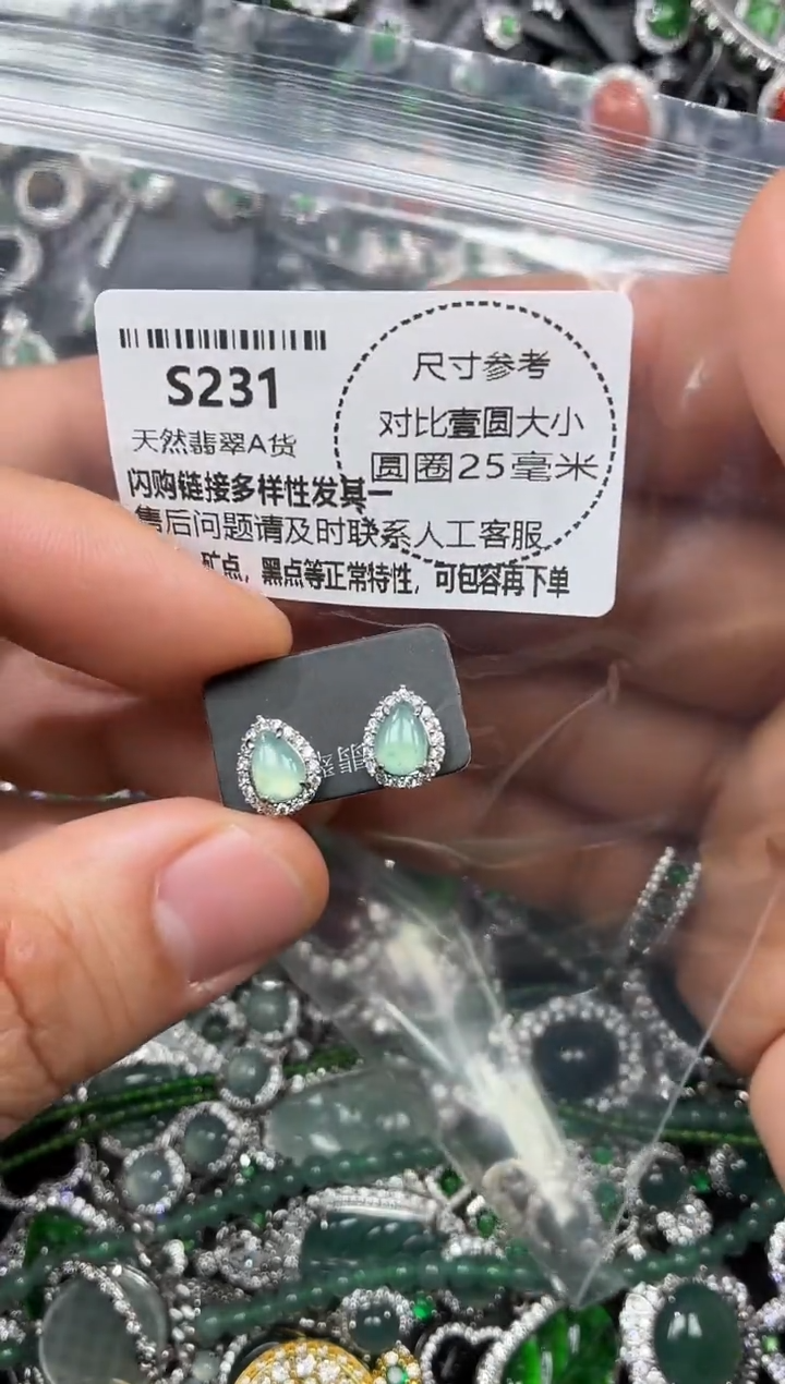 颈饰未镶嵌翡翠S231耳钉