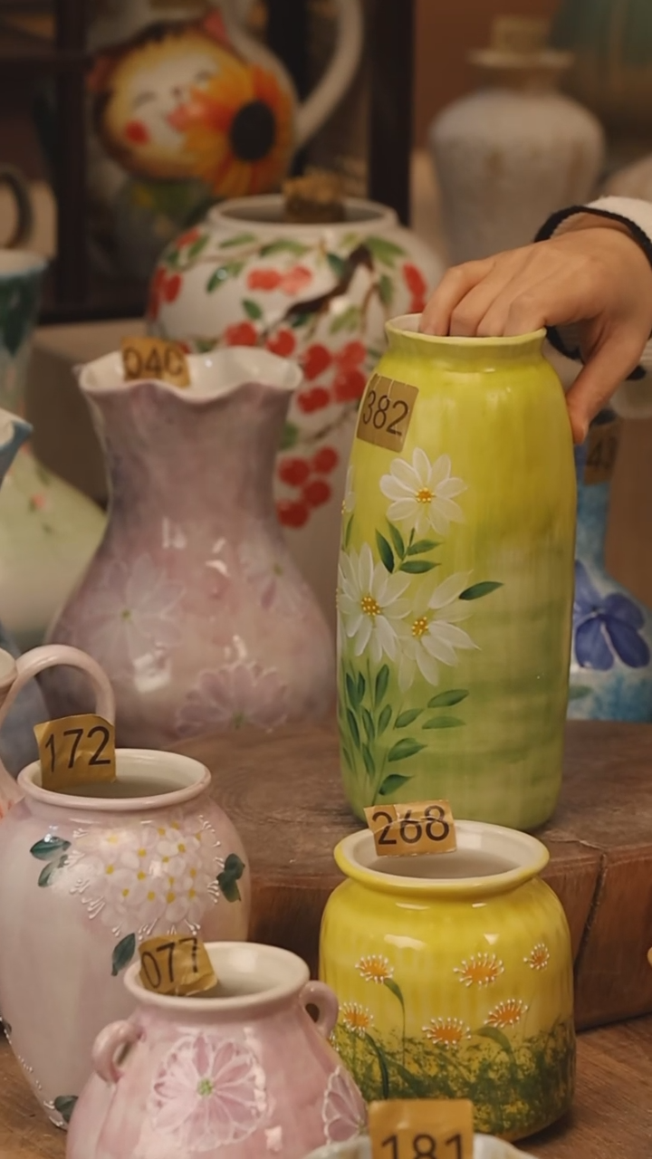 陶瓷景德镇设计师手作花器摆件侘寂风@M382@