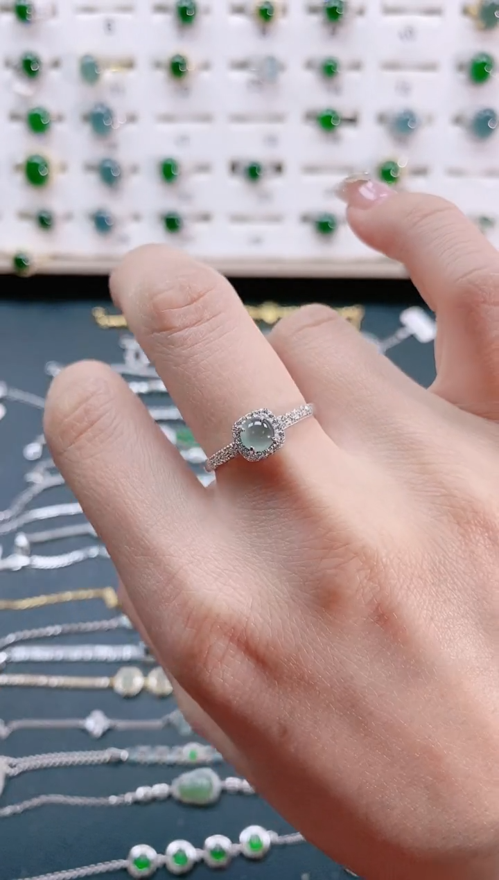 【闪购商品】翡翠戒指银S925镶嵌天然翡翠