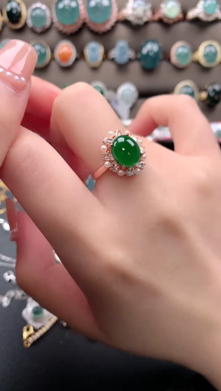 【闪购商品】翡翠戒指银S925镶嵌2141