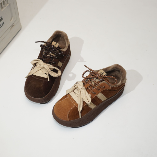 7326 暖暖鞋女2025新款真皮百搭深口平底圆头软底低跟单鞋女