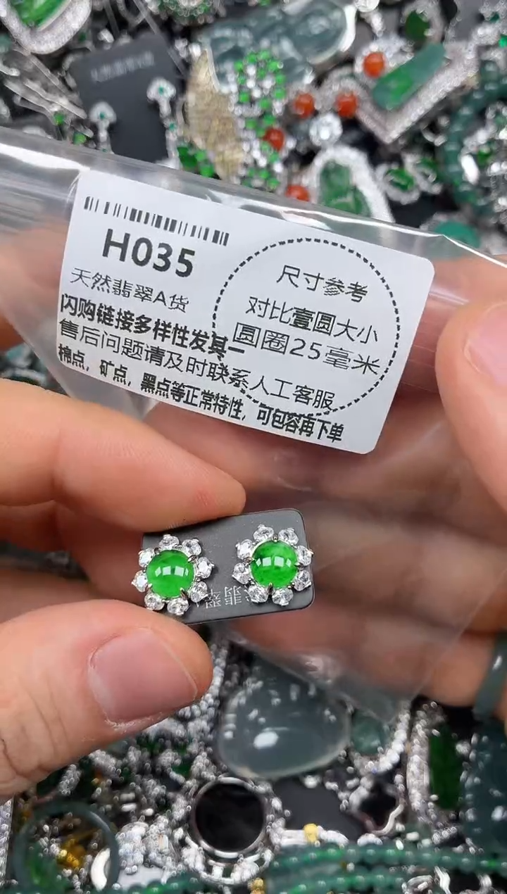 颈饰未镶嵌翡翠H035耳钉