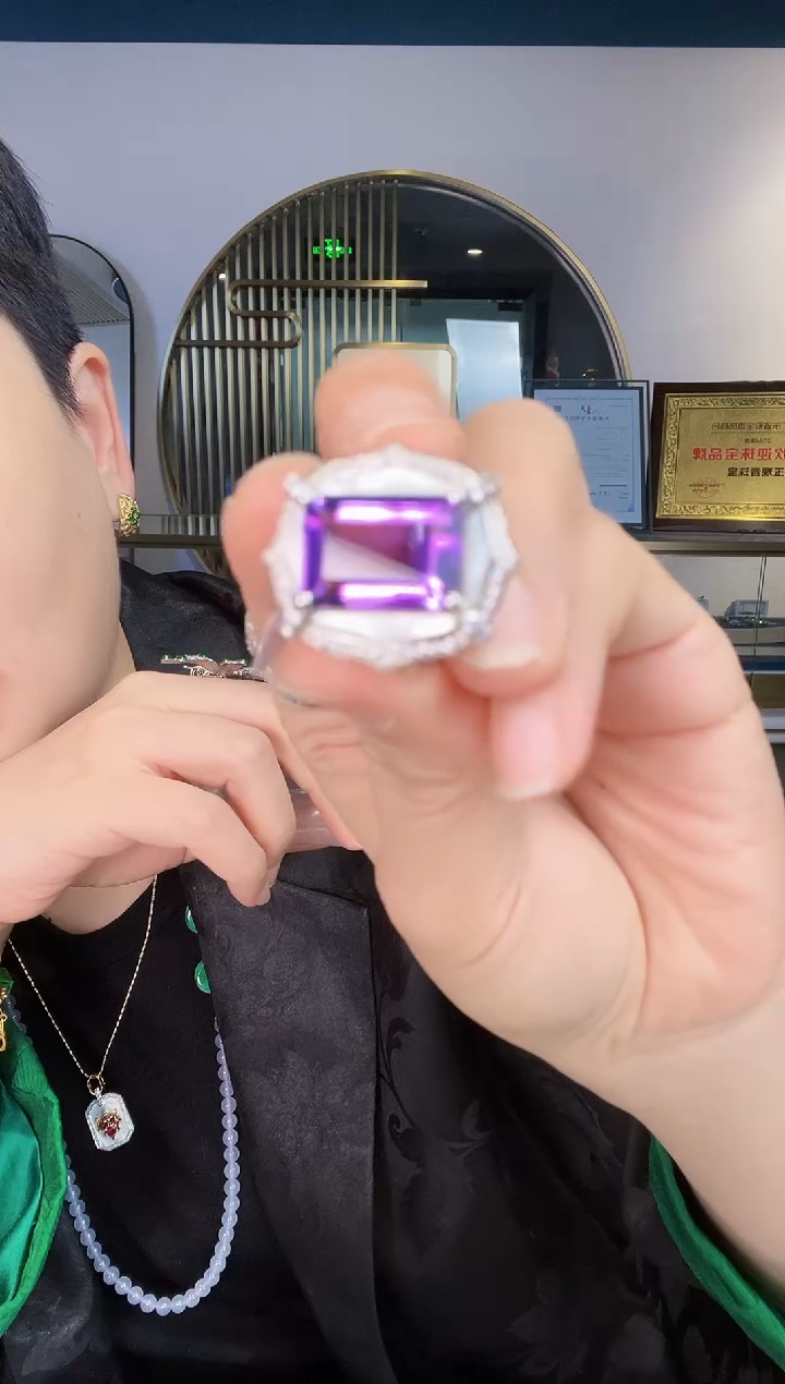 【闪购商品】紫晶戒指银S925镶嵌戒指