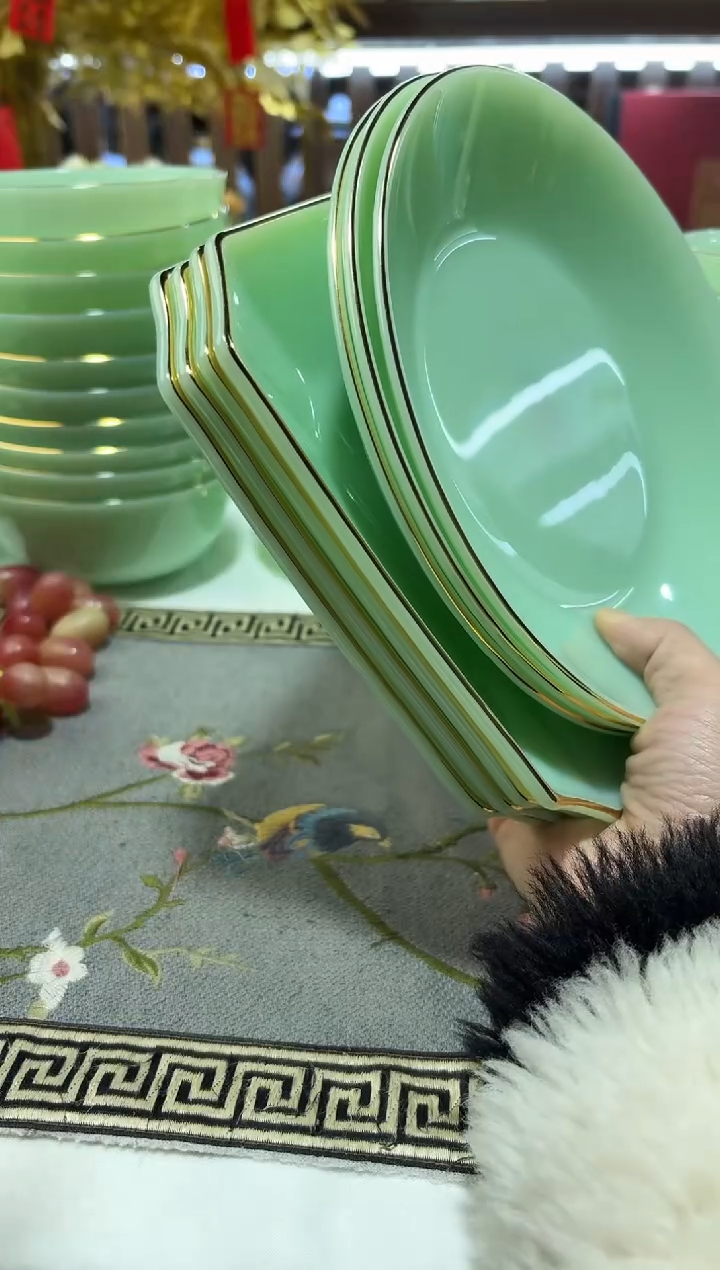 玉瓷 方盘3个 8英寸圆深盘3个景德镇陶瓷