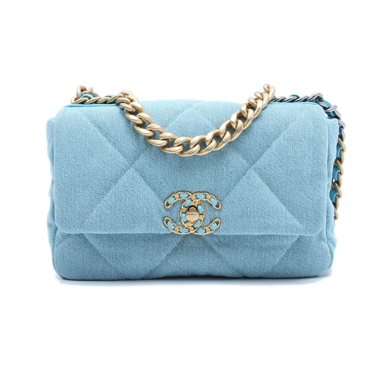 全新未使用 Chanel/香奈儿 珊珊活动 19BAG 浅蓝色丹宁牛仔31开金