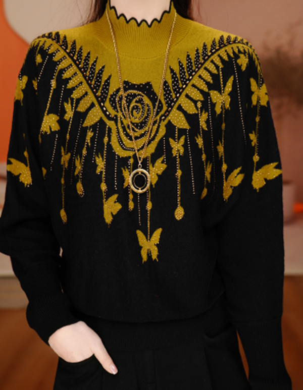 秋季新款含绵羊毛针织毛线衣长袖百搭弹力舒适保暖V25P1040