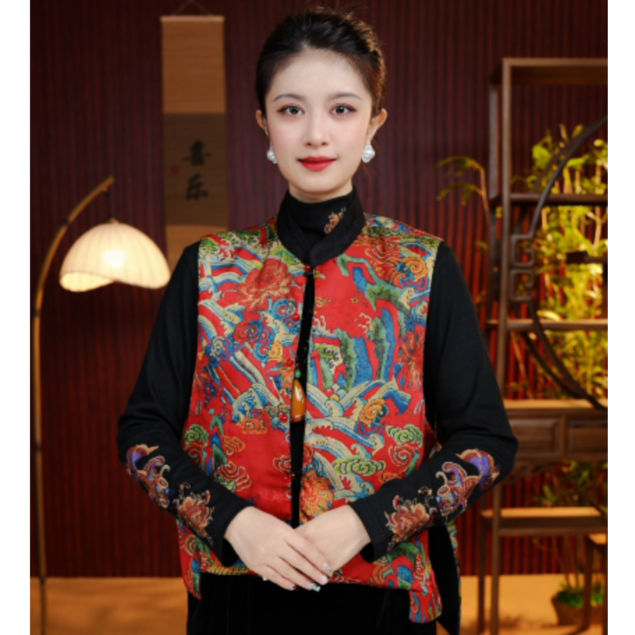 [迎春]观江南婷婷新中式高定新款海浪刺绣马甲GJN0809402