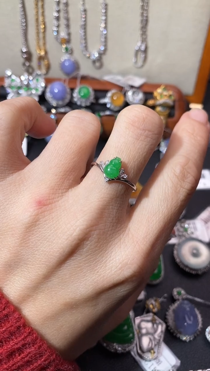 【闪购商品】翡翠戒指18K金镶嵌戒指