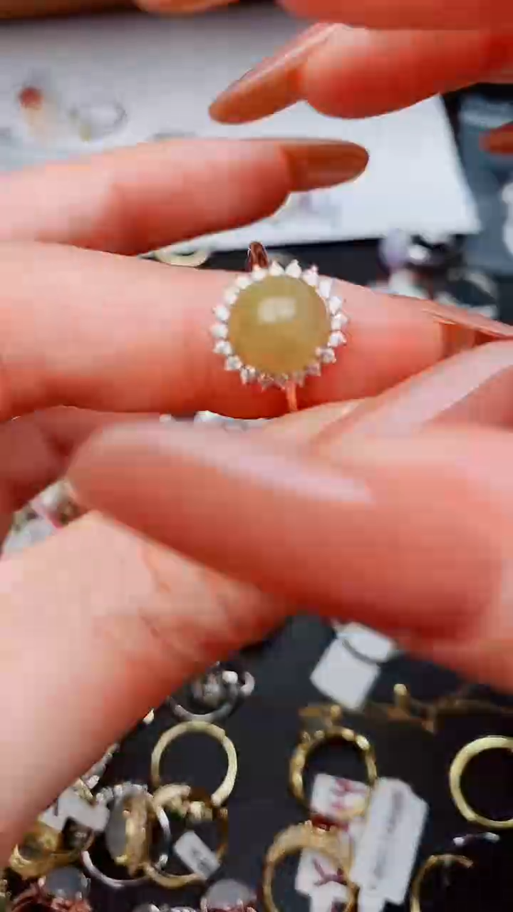 银S925镶嵌戒指翡翠...