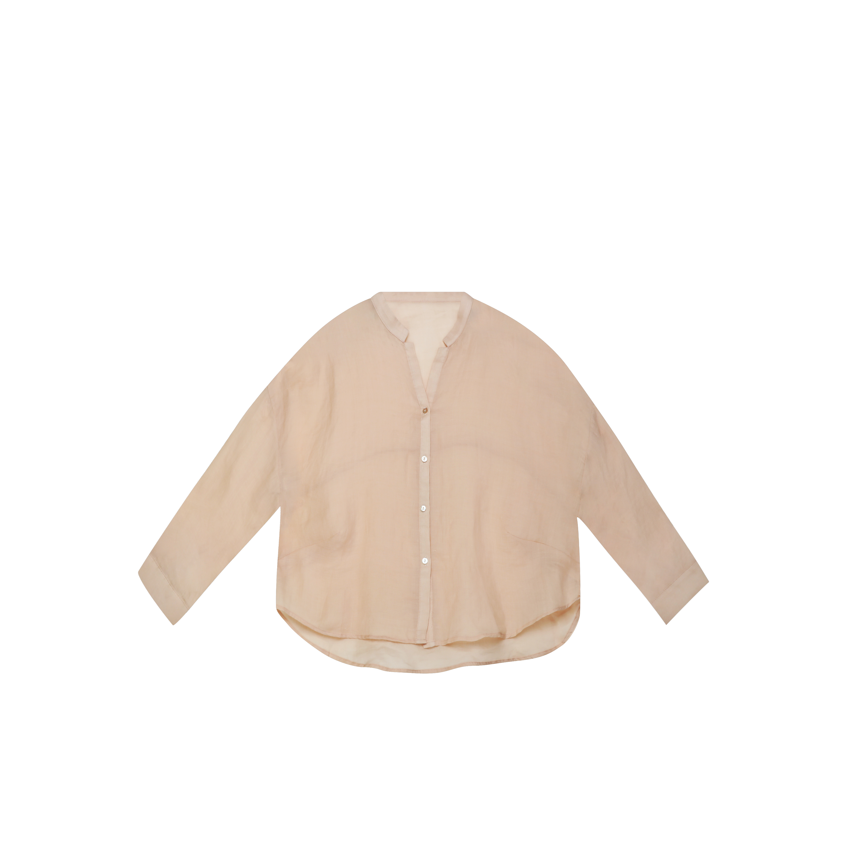 【麻訪家】MF0034杏粉文艺简约风气质开襟宽松休闲长袖上衣