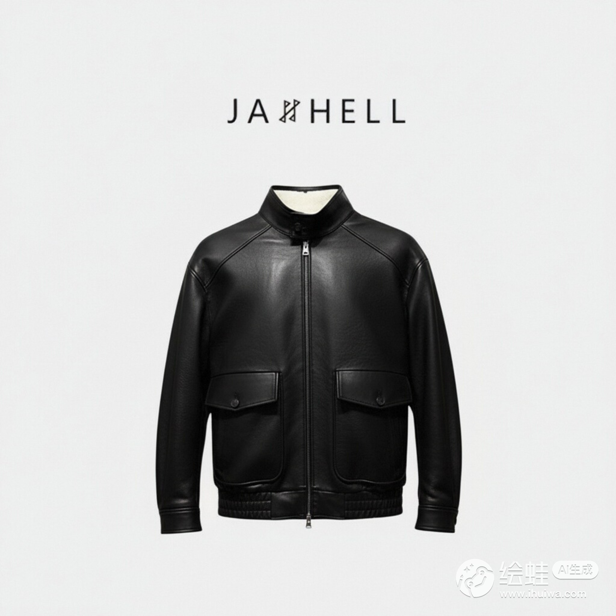 JA景合 D家同款 秋冬简约头层真皮蒙羔胚绵羊皮拉贡立领夹克