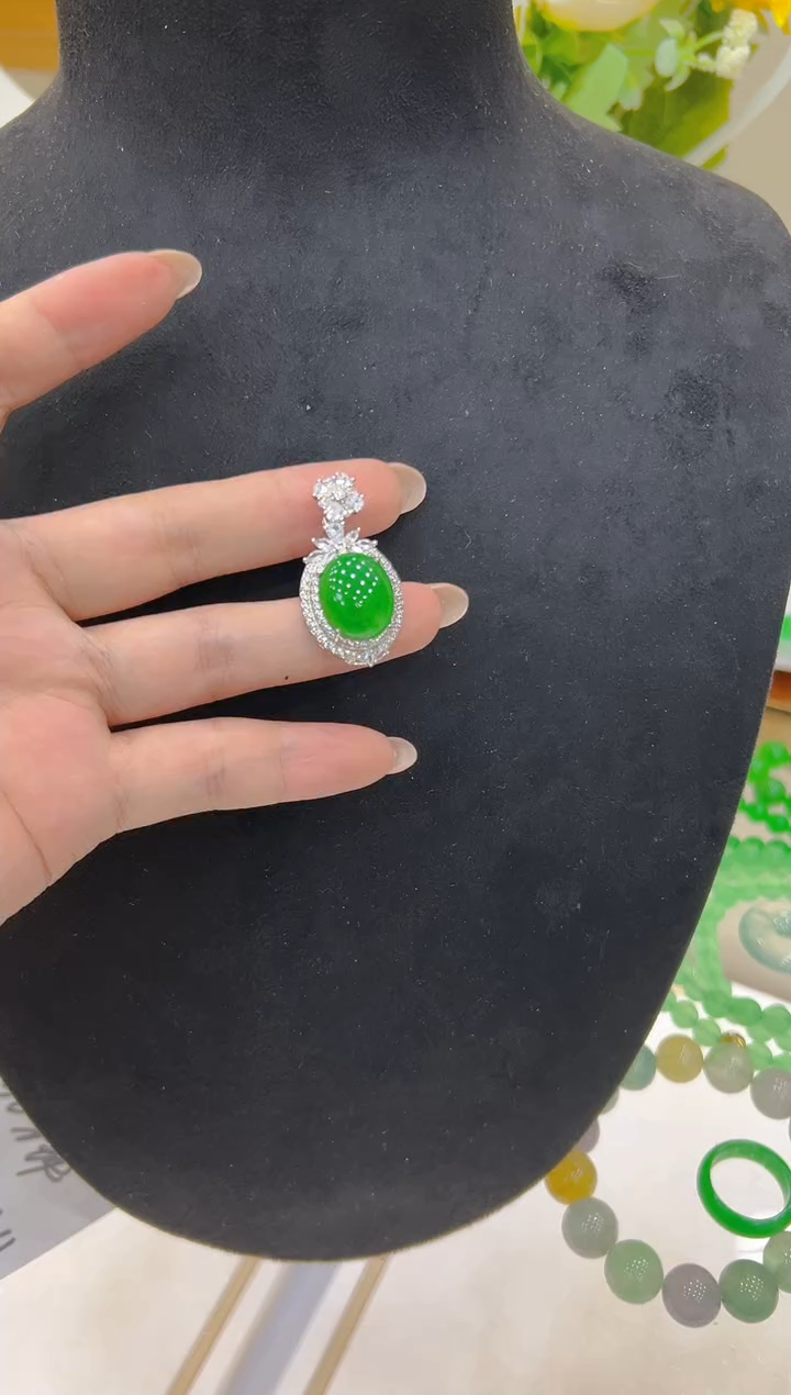 吊坠(不含链)银S925镶嵌翡翠多样性团购发一件