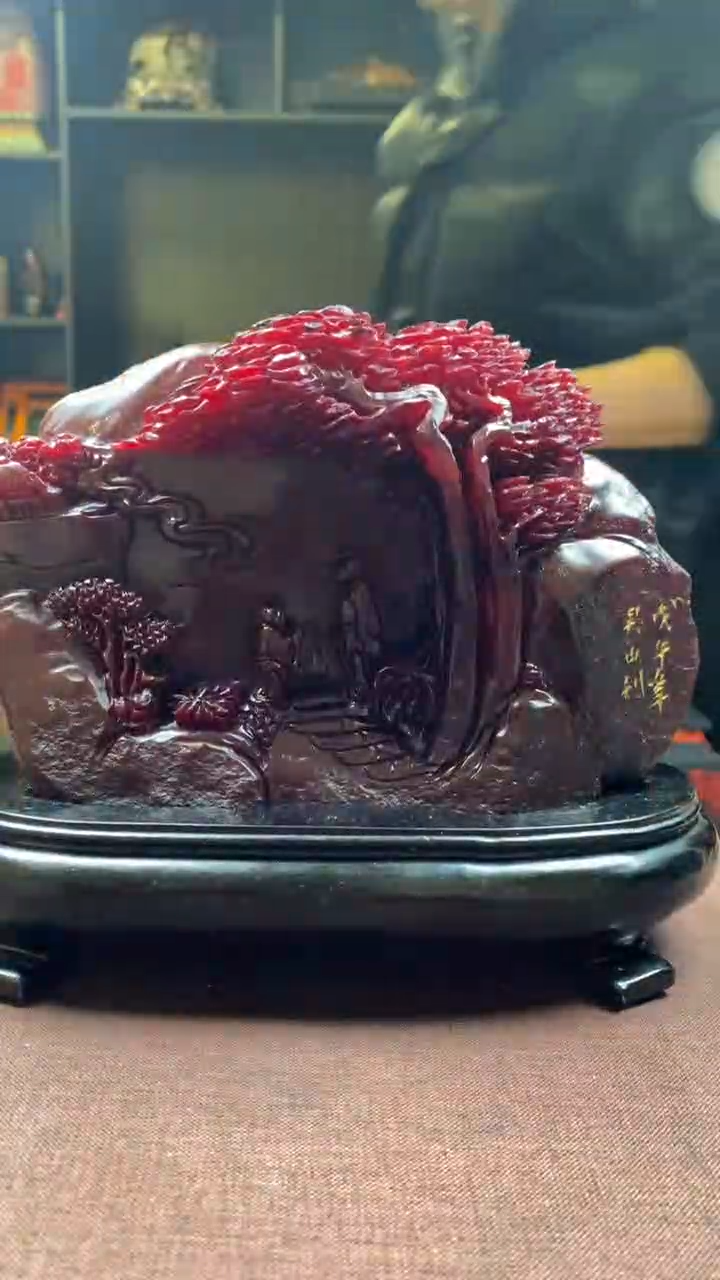 【闪购商品】寿山石印石蜡烛红山水摆件