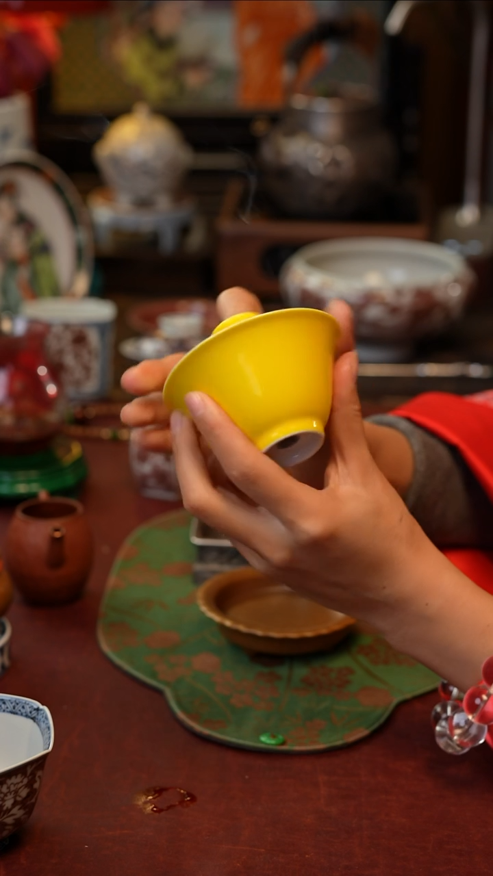 【闪购商品】鸡油黄盖碗景德镇手工款