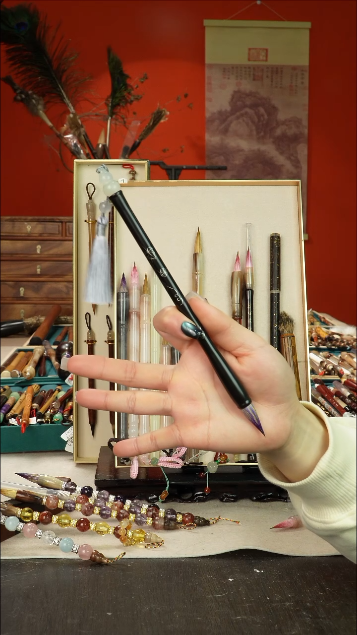 246号闪孤品高货毛笔链接 清水试笔 蘸墨不退