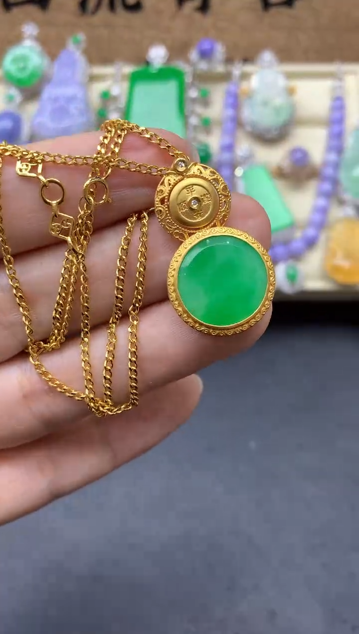 【闪购商品】翡翠颈饰18K金镶嵌527-中国好珍宝