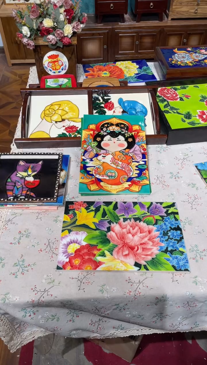 陶瓷?**?20*30两个画片唐葫芦+粉万花
