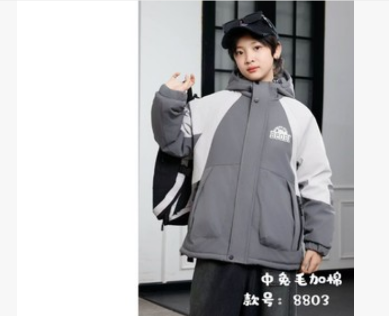 412246 韩版儿童冬款闲户外加绒派克服外套