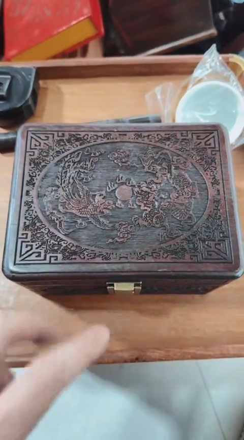 【闪购商品】香榧木DHSZ  龙凤呈祥首饰盒