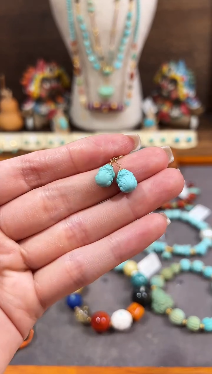 18K金镶嵌绿松石提溜绿松石提溜