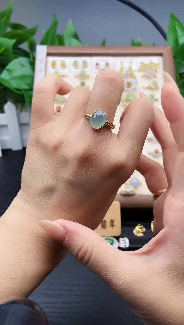 银S925镶嵌戒指翡翠12