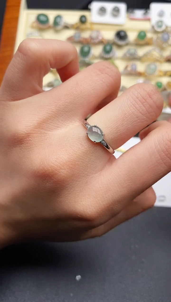 【闪购商品】翡翠戒指银S925镶嵌777777777+9