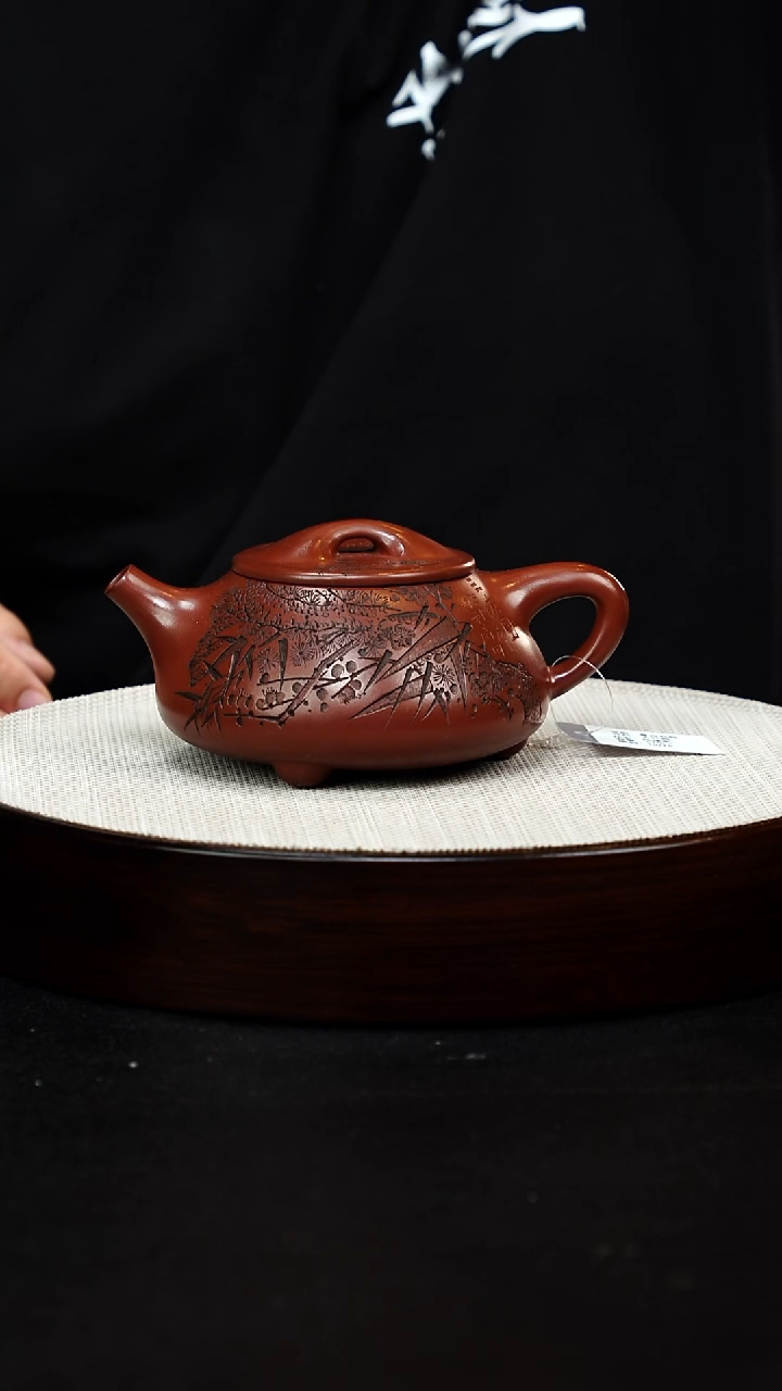 茶壶紫砂宜兴原矿手工紫砂 景州石瓢 朱泥大红袍