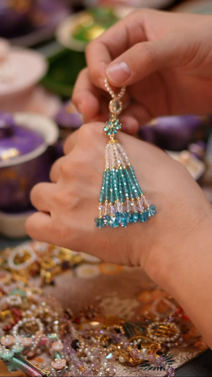 【闪购商品】摆件蓝色流苏蓝色流苏