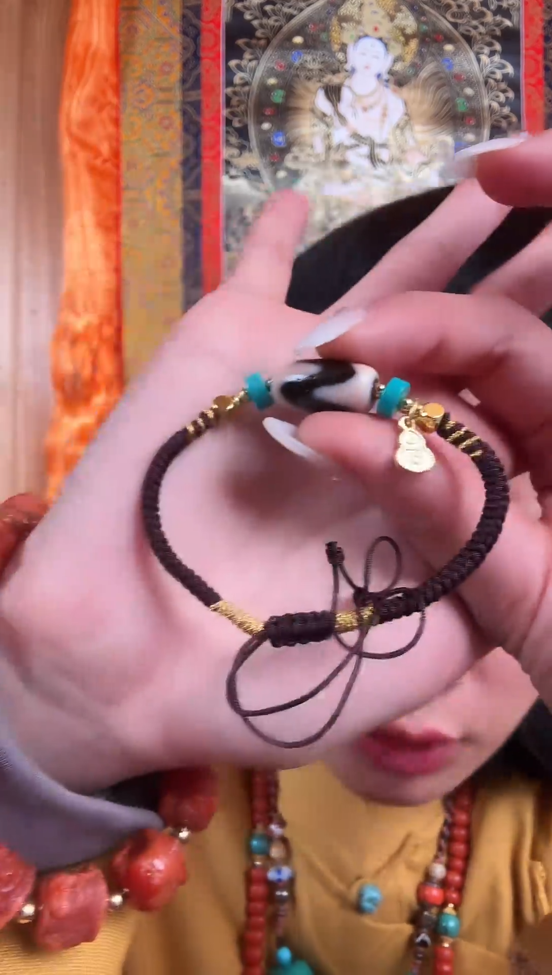 铁合金花岗石藏式风格珠串