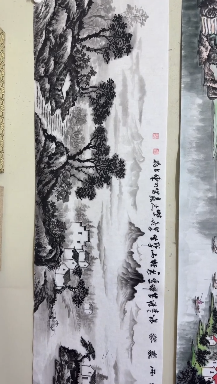 【闪购商品】国画1-烟雨蒙蒙-王琦六尺对开宣纸作品