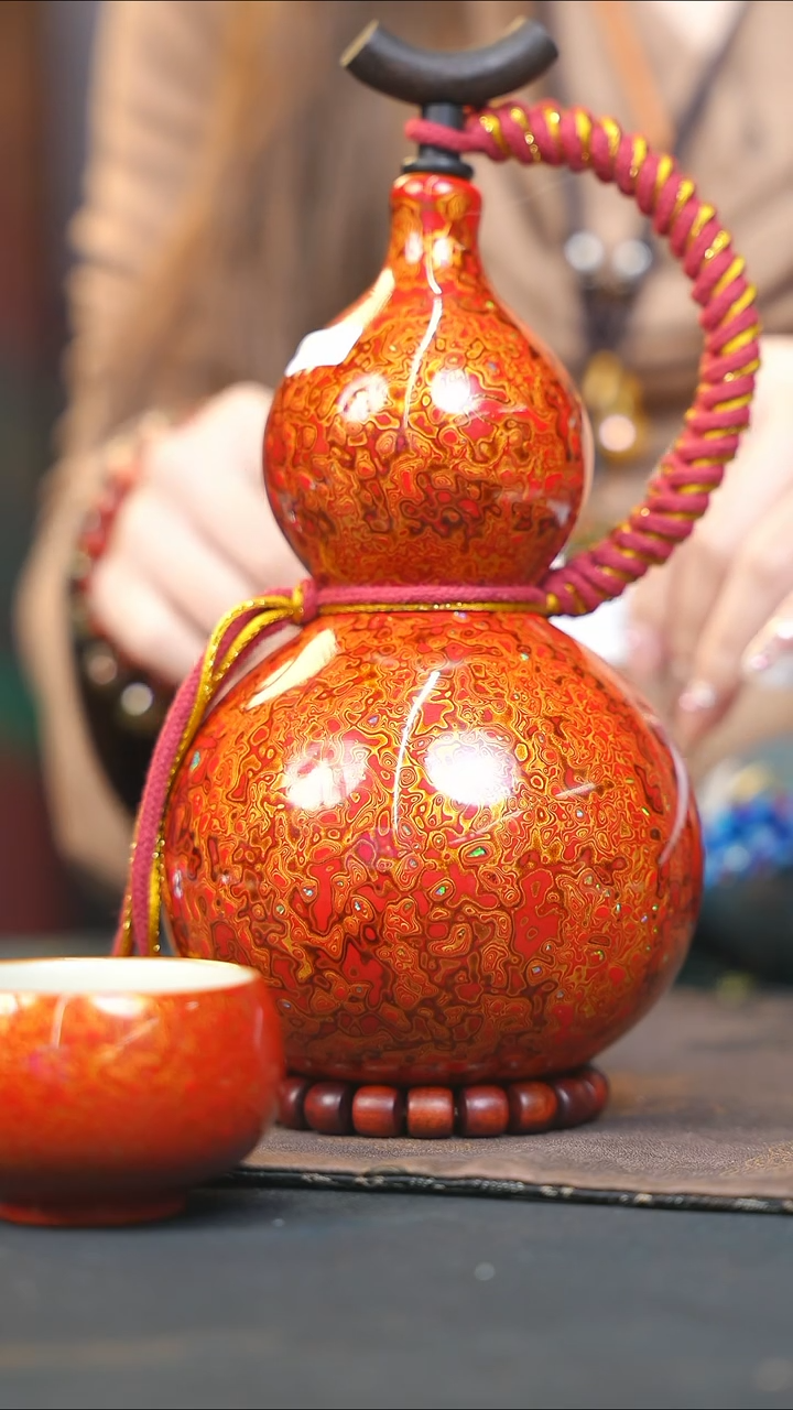 【闪购商品】WQ329漆艺酒葫芦不包手串及转+红金杯