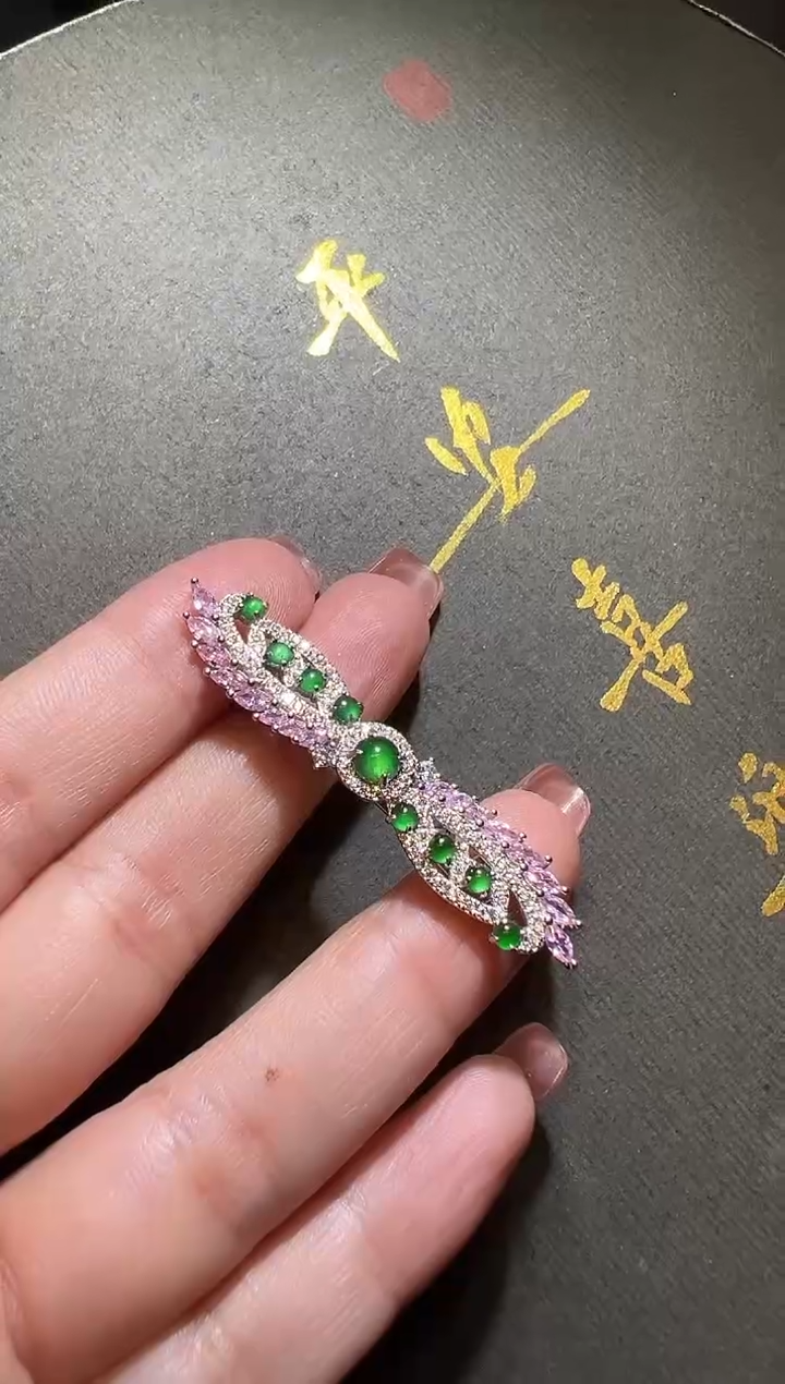 【闪购商品】翡翠银S925镶嵌颈饰翡翠发夹