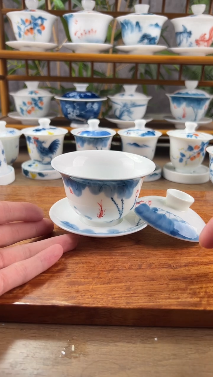 【闪购商品】微瑕线条莲150ml三才盖碗