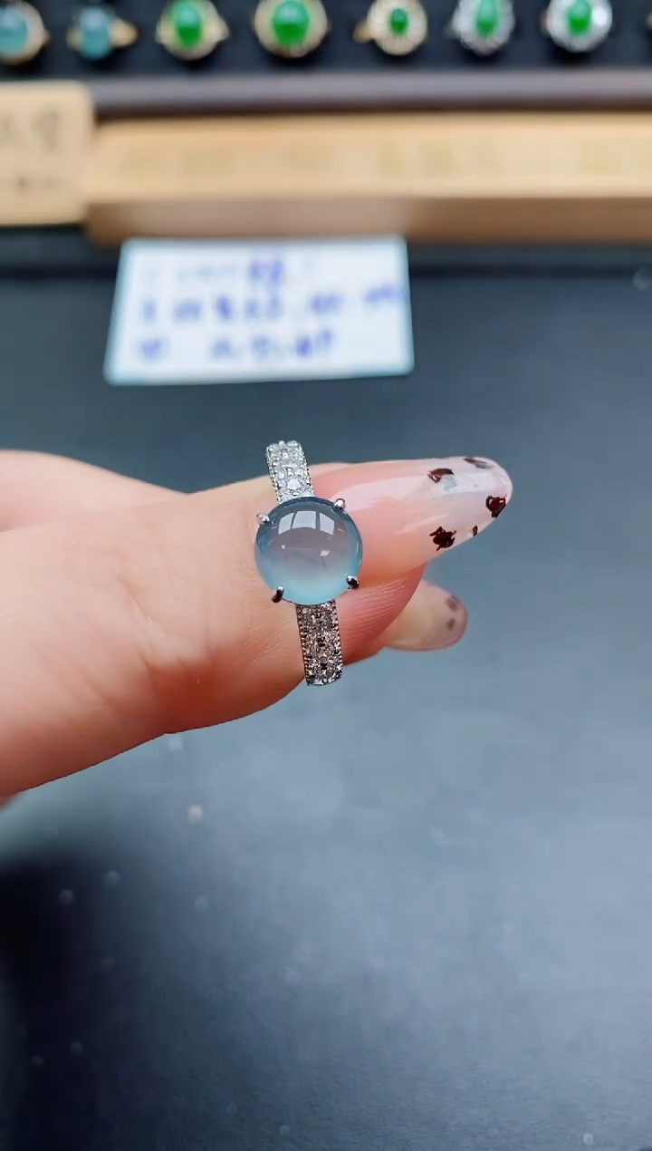 银S925镶嵌戒指翡翠1