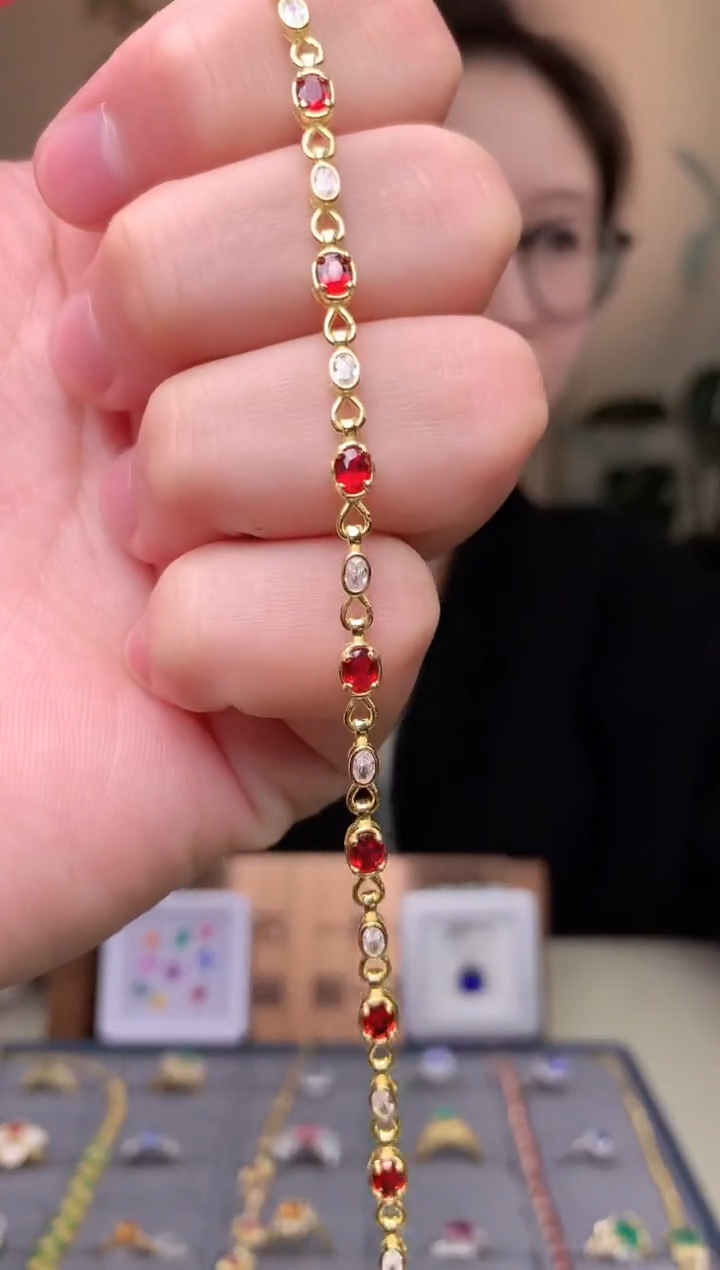 【闪购商品】蓝宝石手链银S925镶嵌手链