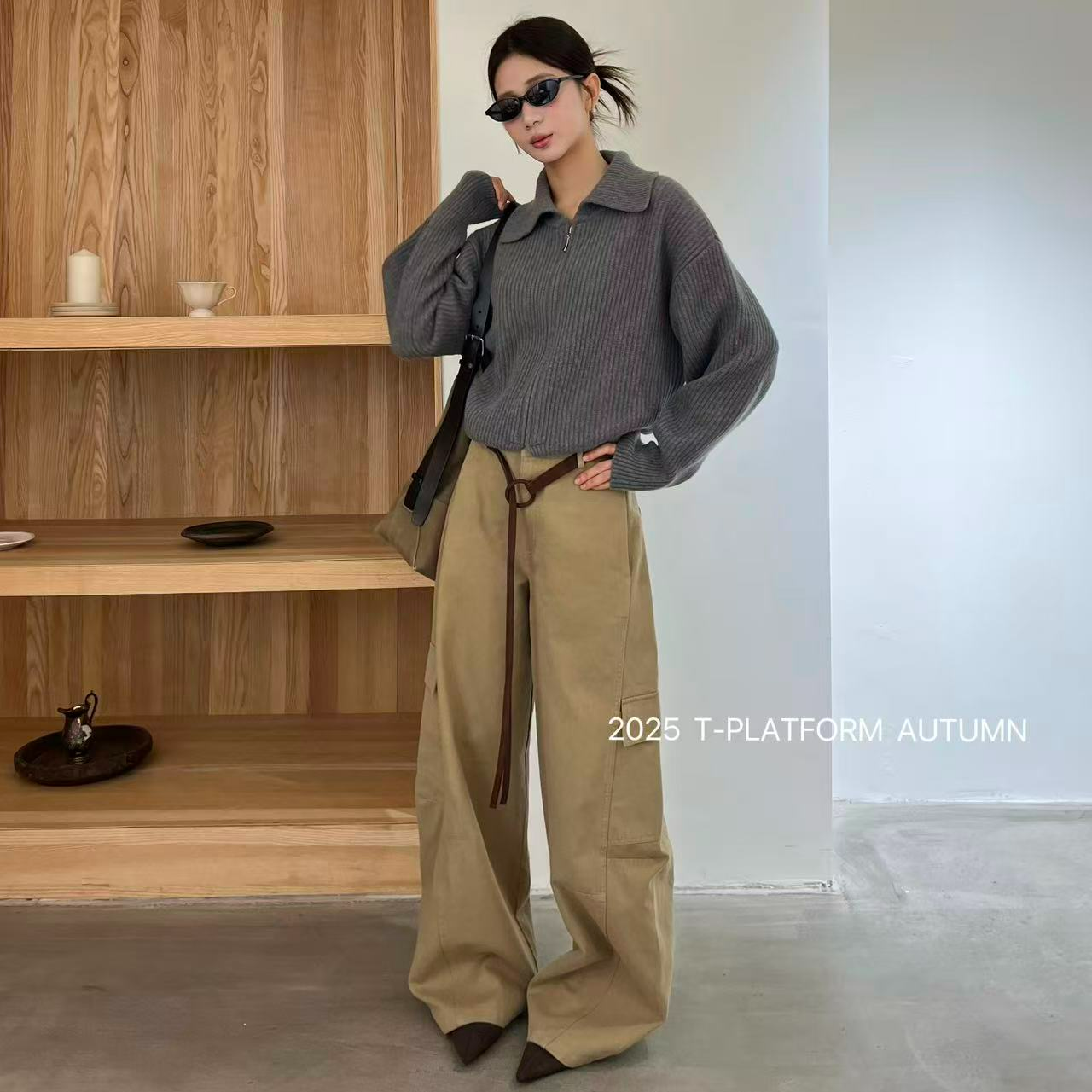 十三行T台-冬季福秒直筒宽松休闲工装裤#93030-1