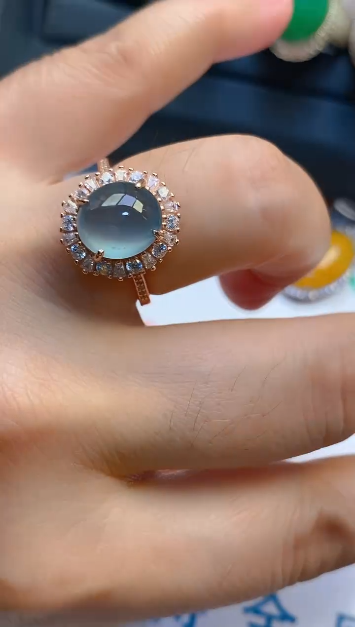 【闪购商品】翡翠耳饰银S925镶嵌天然A货翡翠1