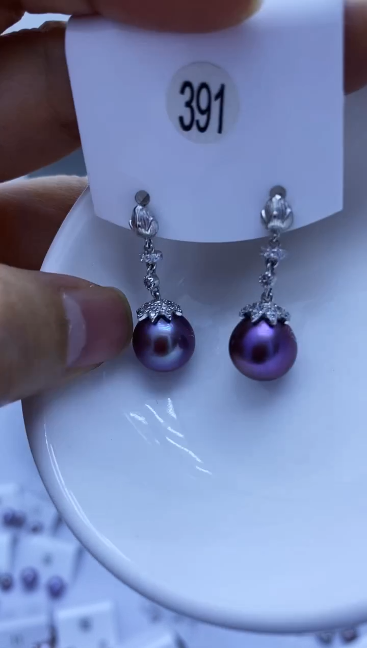 银S925镶嵌耳饰淡水珍珠391