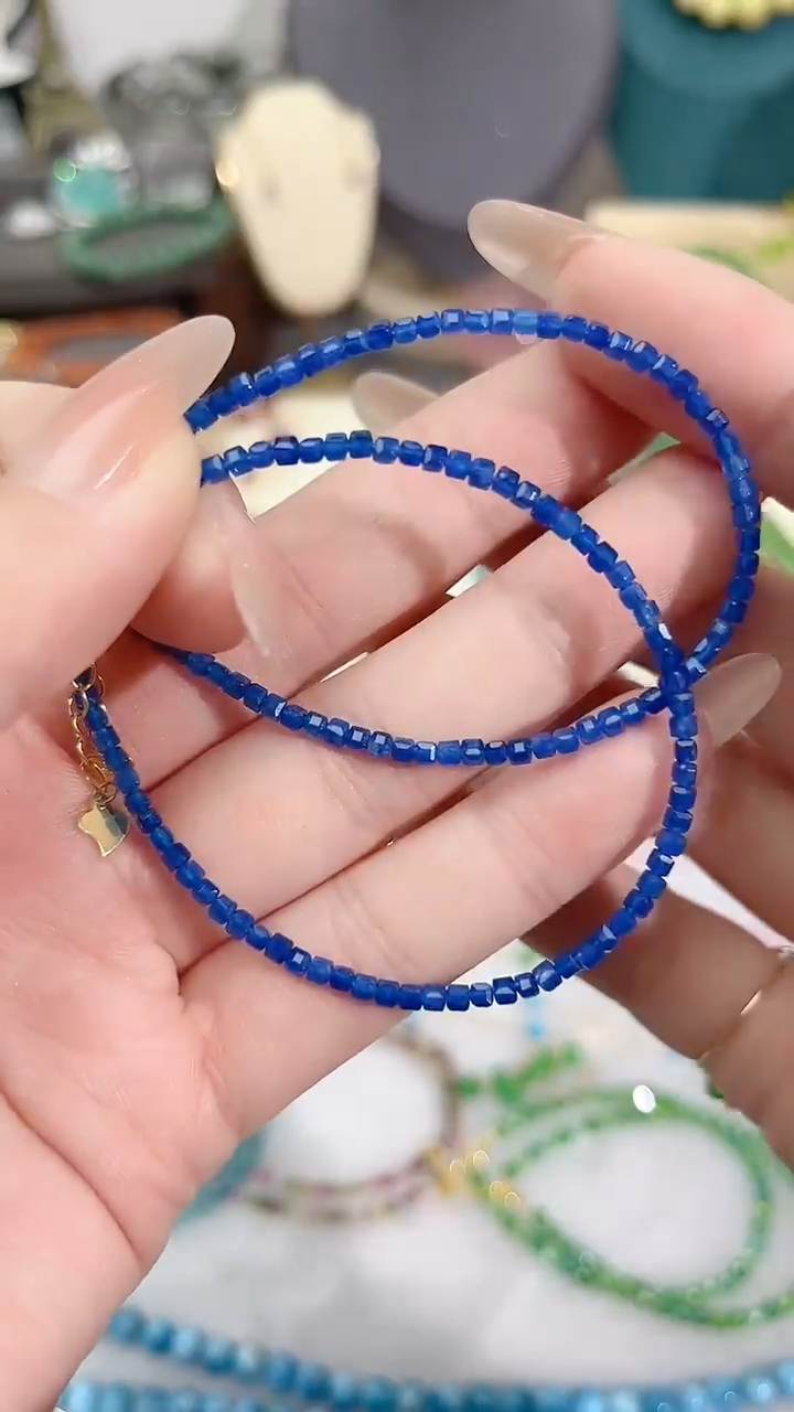 【闪购商品】蓝宝石手链银S925镶嵌56