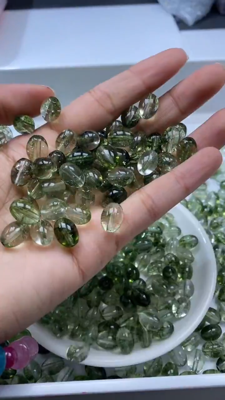 颈饰未镶嵌水晶P457-绿色碧玺随型10*8mm*15颗