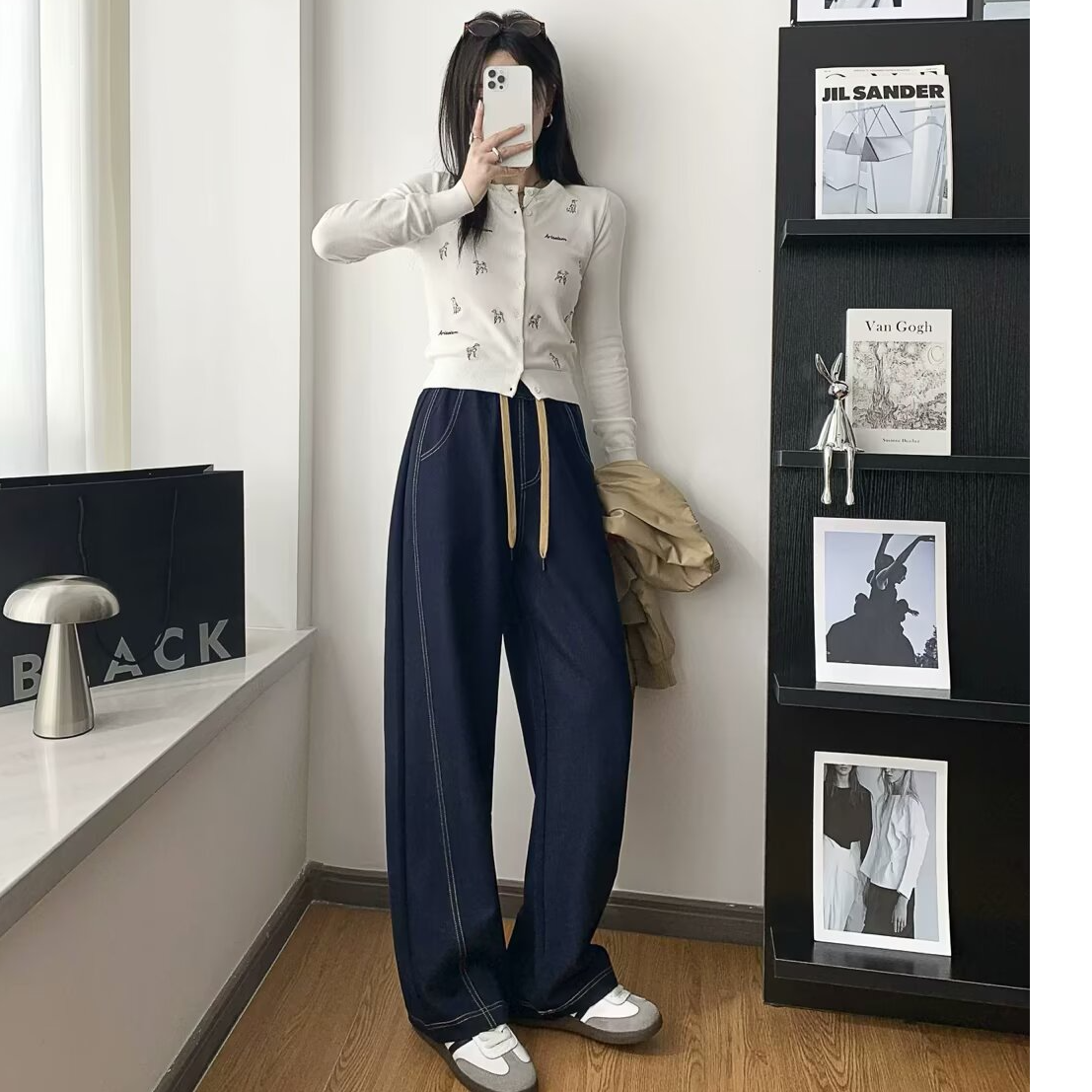 弯刀窄版牛仔裤显瘦百搭直筒拖地裤110斤穿到200斤休闲春秋外穿