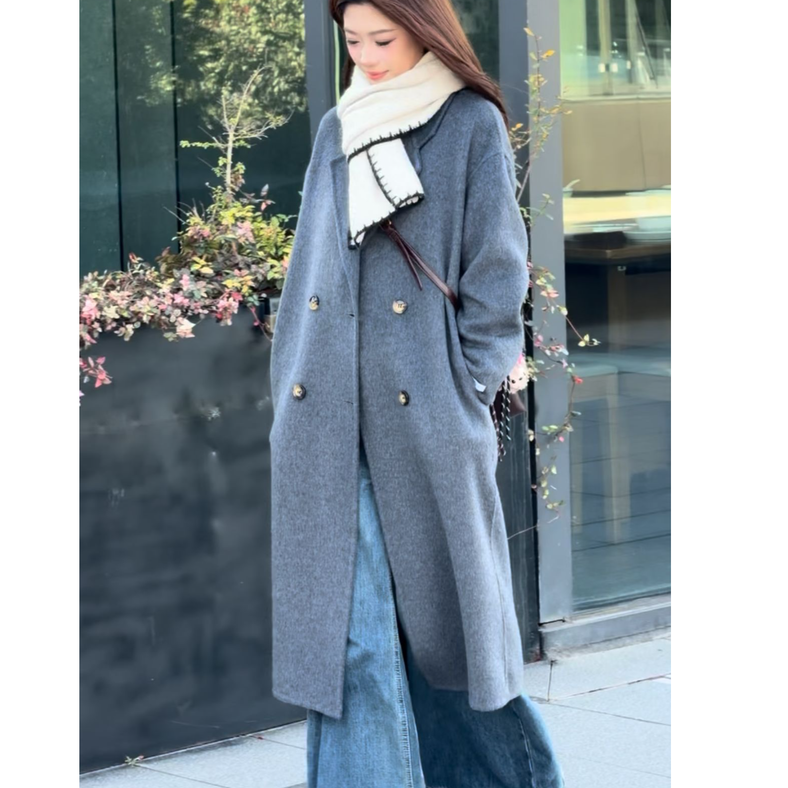 经典西装领长款双面羊毛大衣宽松气质百搭韩版冬季高级感外套