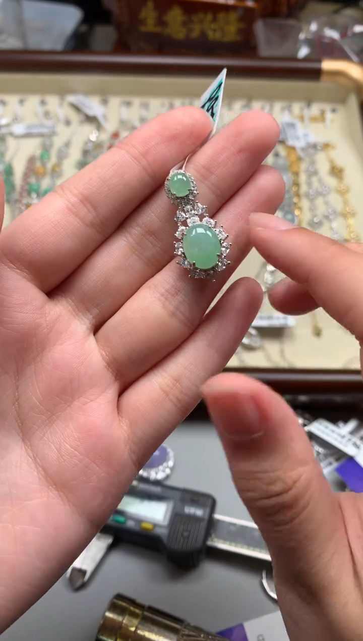 银S925镶嵌戒指翡翠吊坠18