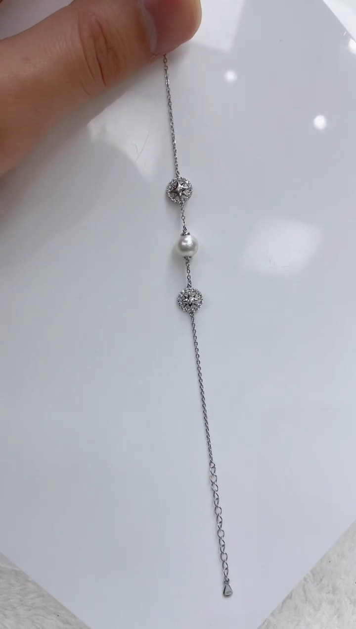 【闪购商品】海水珍珠手链银S925镶嵌海水珍珠手链