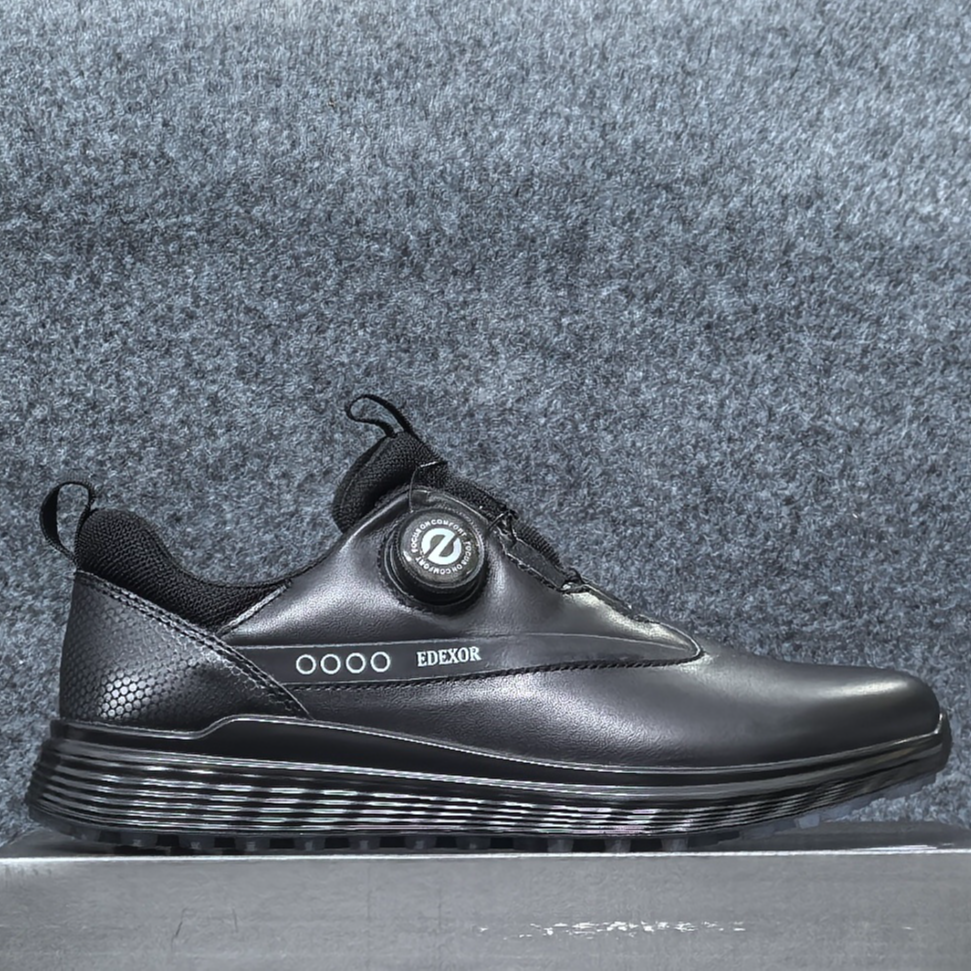 男士秋冬纽扣式休闲皮鞋头层牛皮软轻弹防滑耐磨时尚舒适百搭防水