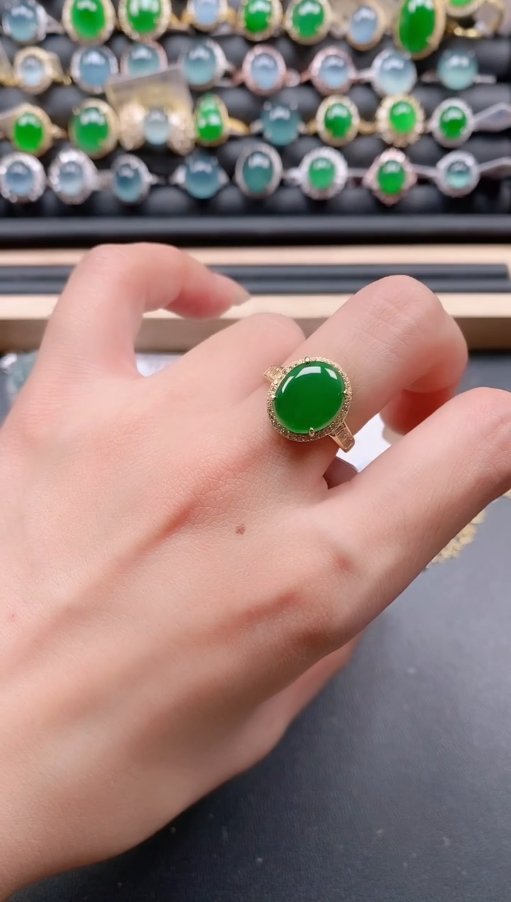 银S925镶嵌戒指翡翠1111111