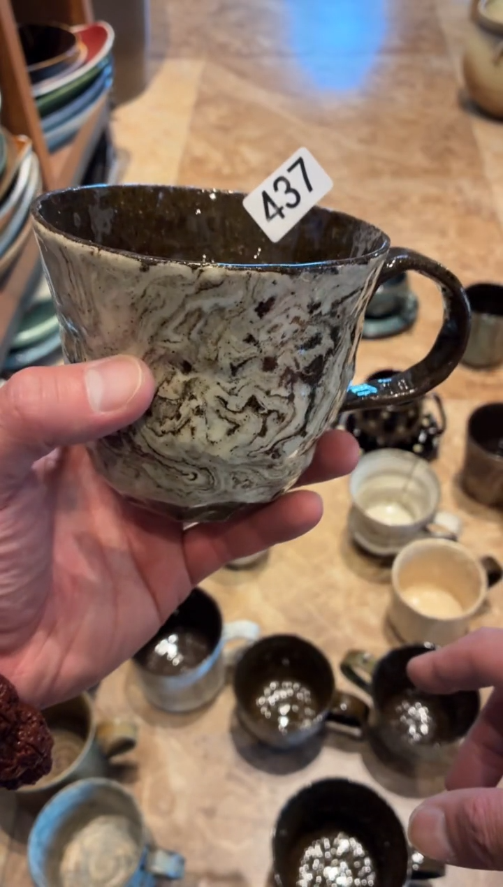 瓷片c*s437，绞胎泥手工咖啡杯1个