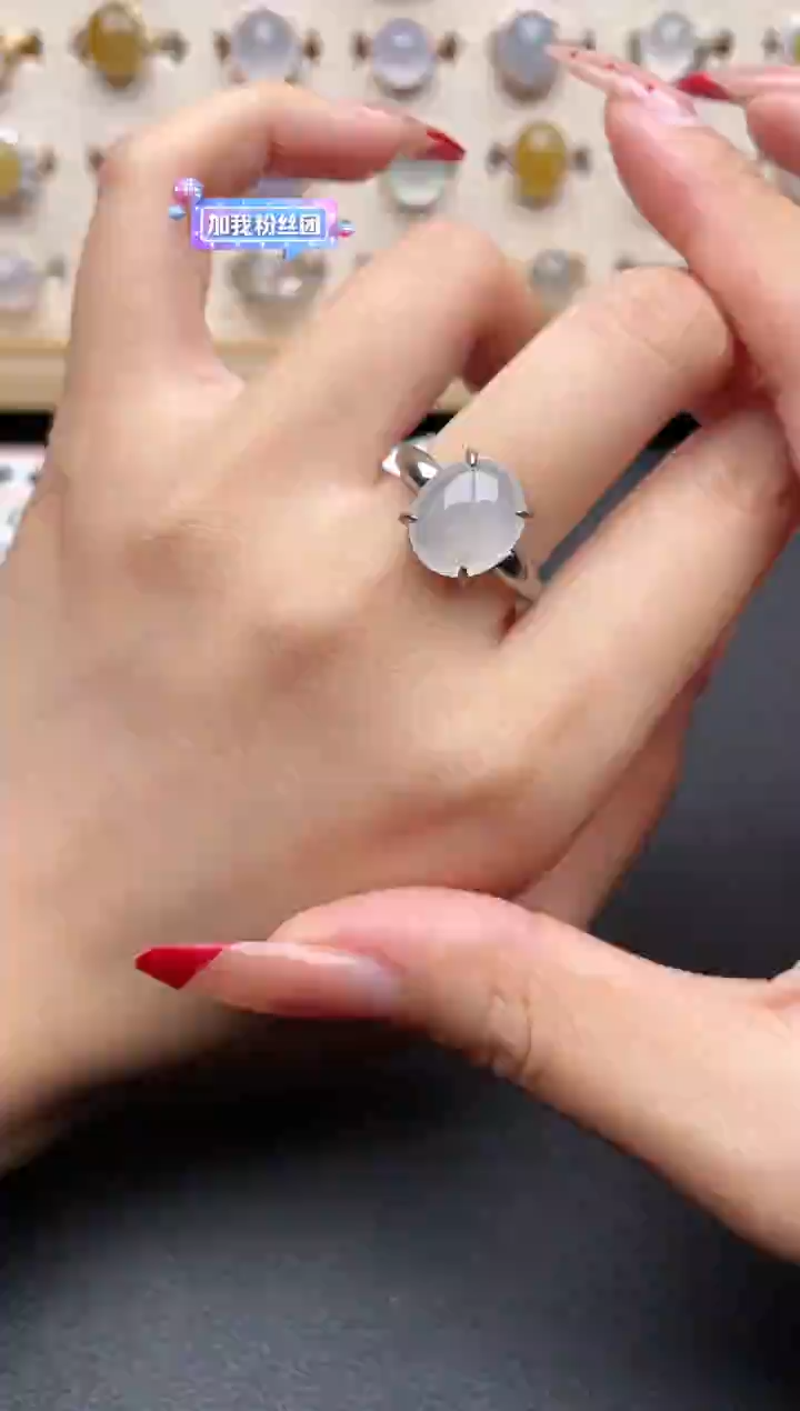 【闪购商品】翡翠戒指银S925镶嵌一物一证一礼盒