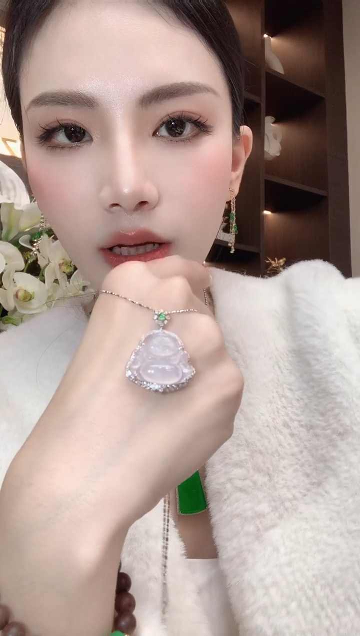 吊坠(不含链)18K金镶嵌翡翠A23