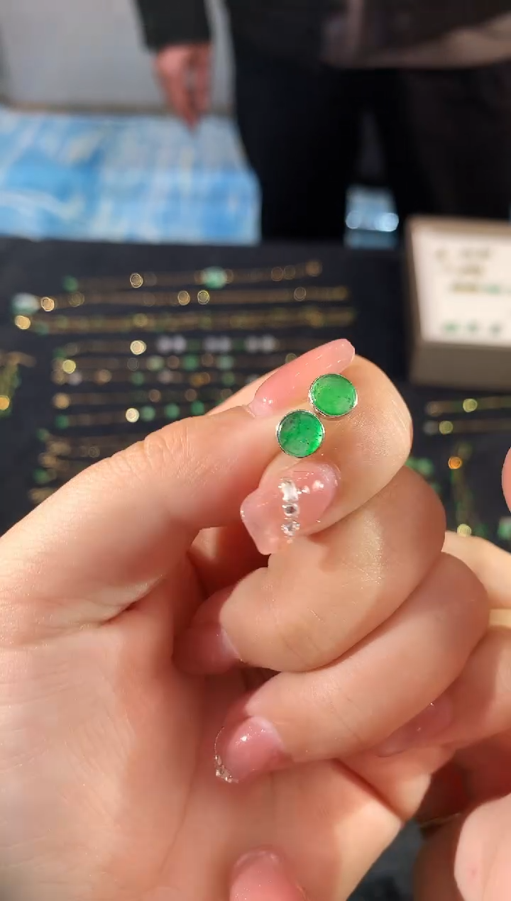 【闪购商品】翡翠耳饰18K金镶嵌405 zjh